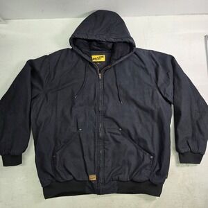 Brazos Work Force Mens Black Engineer Cotton Duck Canvas Insulated Jacket XL EUC